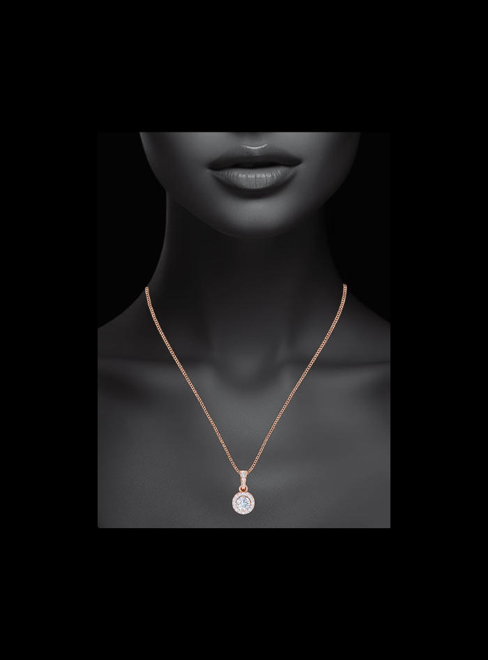 Round Halo Pendant-NW265-0.65 Ct TW-Rose