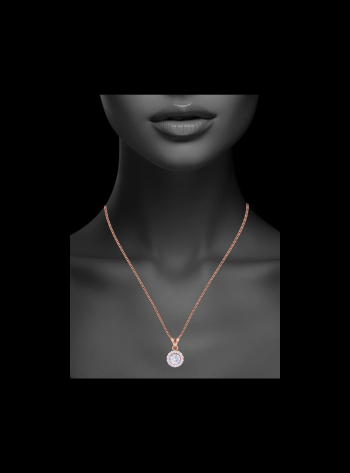 Round Halo Pendant-0.75 Ct TW-Rose