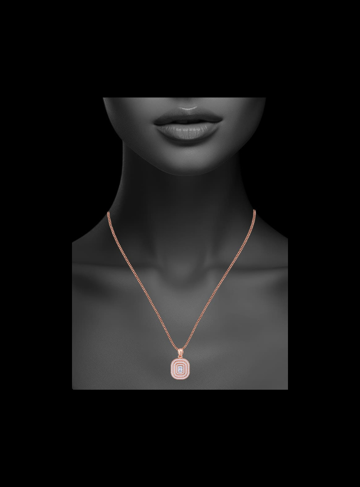 Emerald Cut Halo Pendant-1.25 Ct TW-Rose