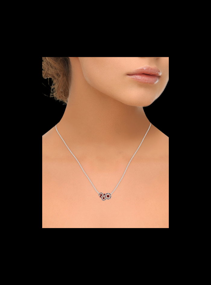 Diamond & Color Stone Circle Pendant-0.50 Ct TW-White