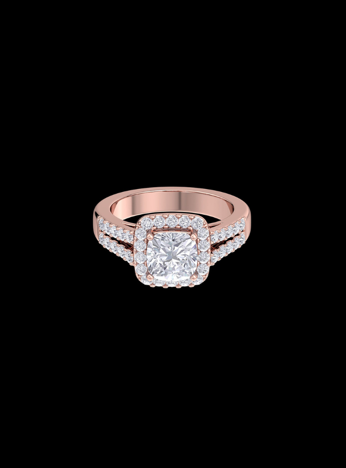 Cushion Halo Engagement Ring-2.25 Ct TW-Rose