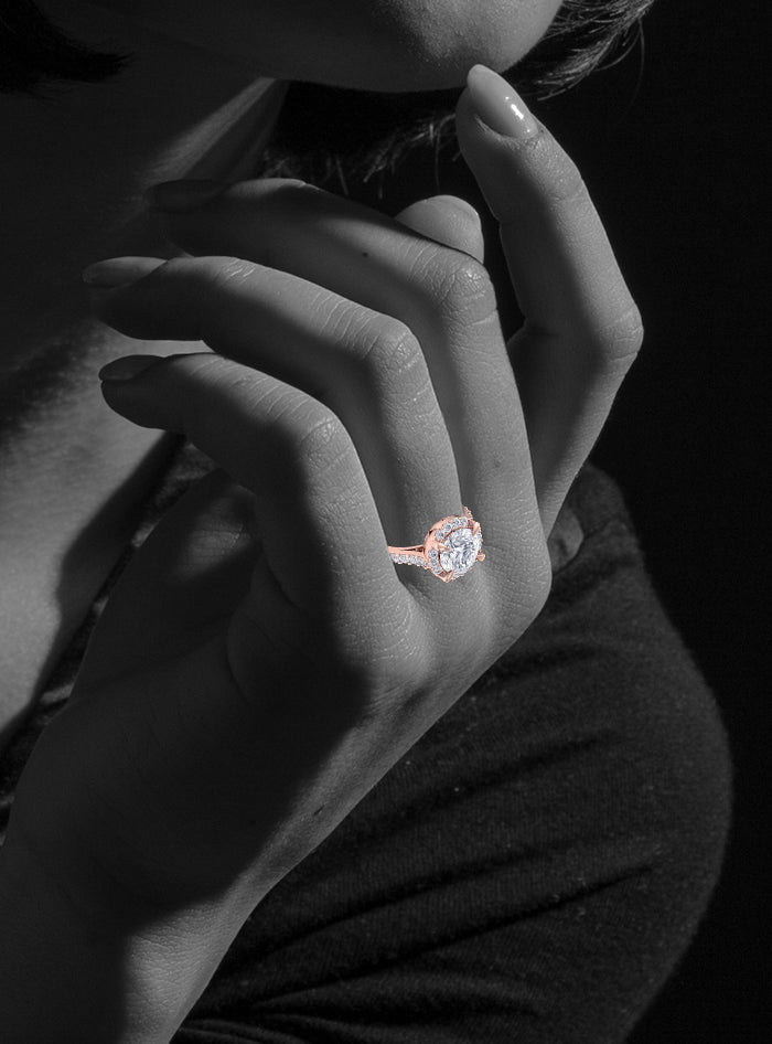 Royal Crown Engagement Ring-2.60 Ct TW-Rose