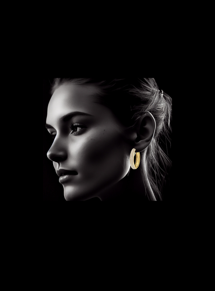 Elegant Three Row Hoop Earring-2.10 Ct TW-Yellow