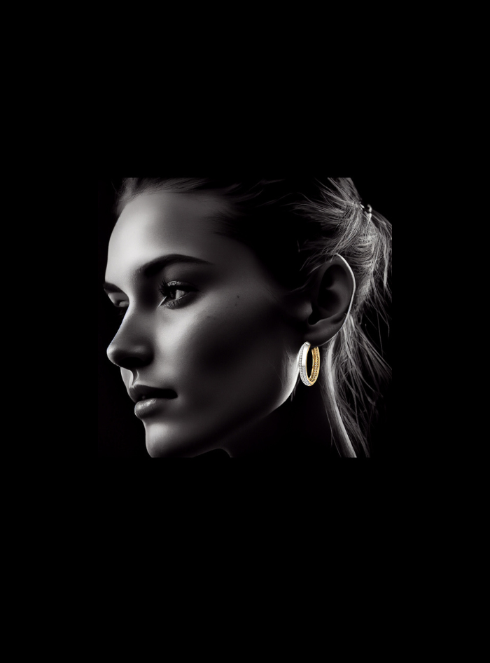 Extravagant TwoTone Hoop Earring-1.95Ct TW-TwoTone-WY