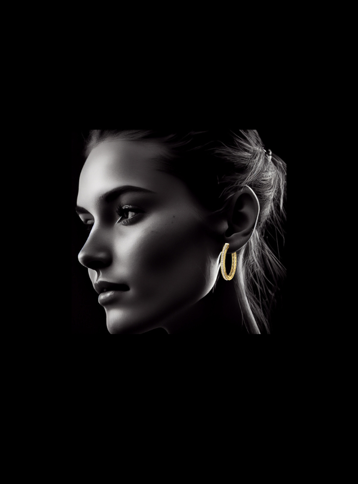 Single Row Shared Prong Hoop Earring-2.40 Ct TW-Yellow