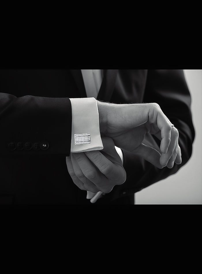 Mens Cufflinks-Round Diamond-0.50 Ct TW Gold 14K White / Lab Grown Diamond / Excellent-FG-VS-White