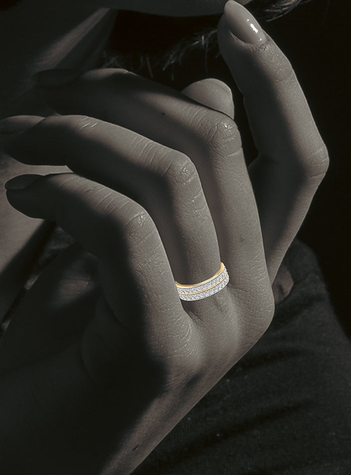 Premium Wedding Band-Double Row-1.85 Ct TW-Yellow
