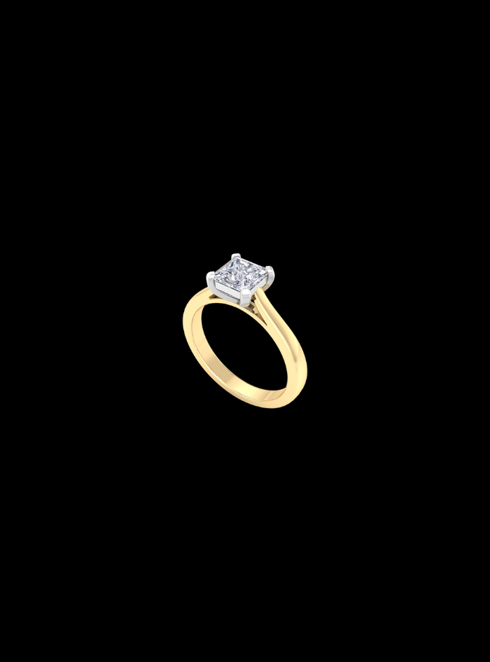 Solitaire Princess Cut Diamond Engagement Ring-1.00 Ct TW-TwoTone-WY