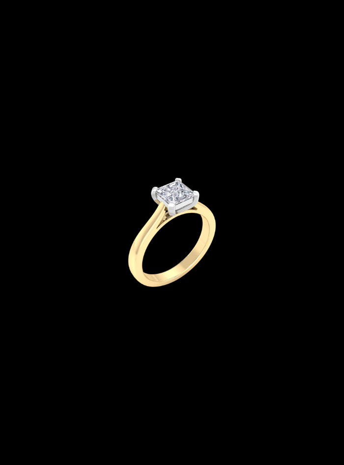 Solitaire Princess Cut Diamond Engagement Ring-1.00 Ct TW-TwoTone-WY