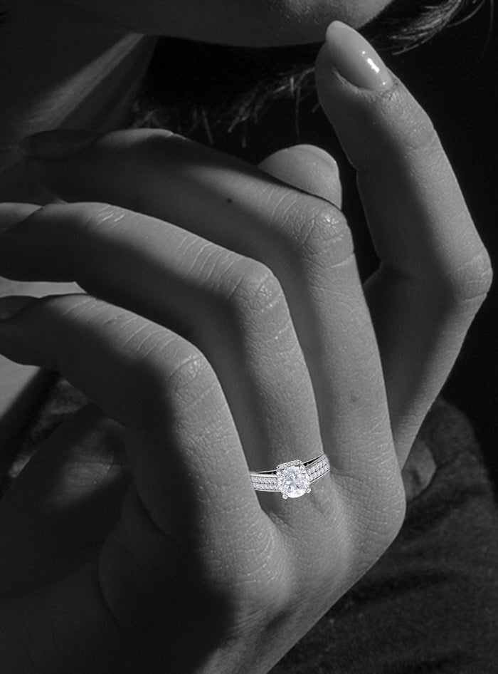 Engagement Ring-Hidden Halo-1.35 Ct TW-White