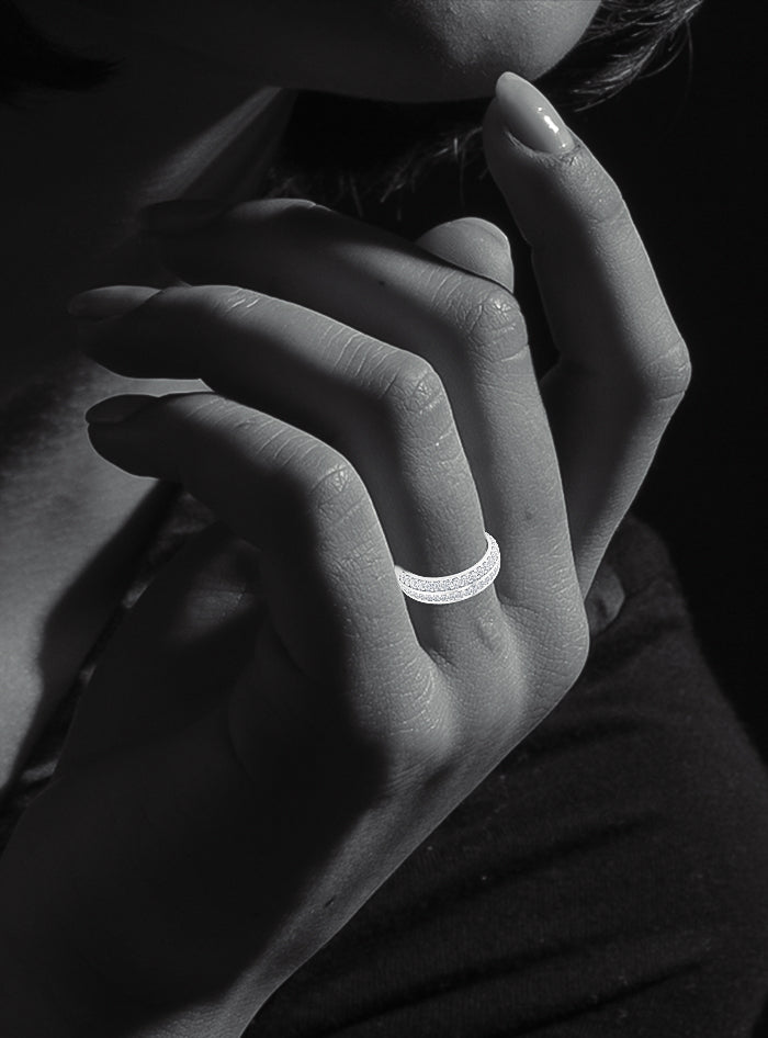 Double Row Wedding Band-0.60 Ct TW-White