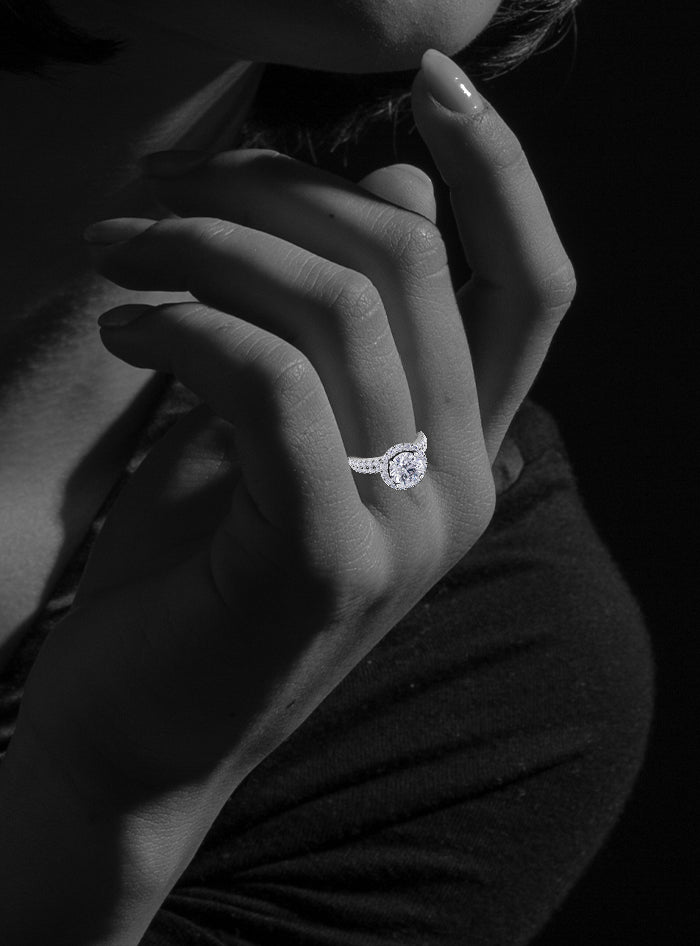 Premium Halo Engagement Ring-1.95 Ct TW-White
