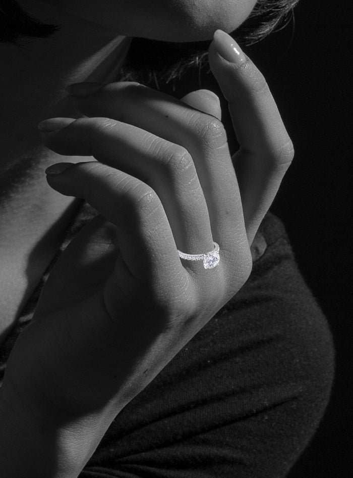 Classic Half Eternity Engagement Ring-1.35 Ct TW-White | Anvaya Canada