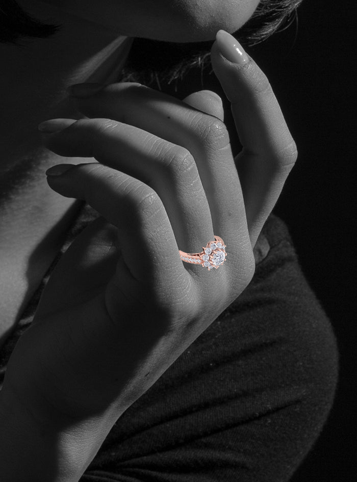 Floral Paradise Milgrain Engagement Ring-2.00 Ct TW-Rose