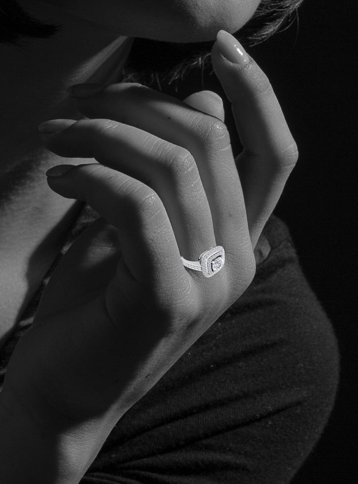 Double Halo Engagement Ring-1.70 Ct TW-White