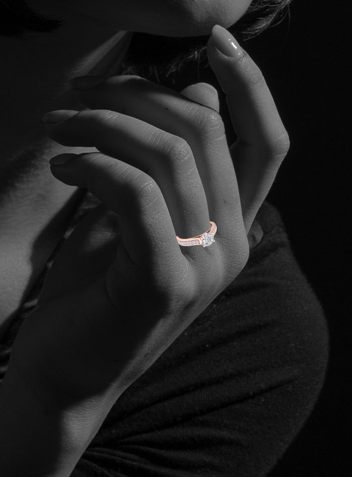 Engagement Ring Round Diamond-0.70 Ct TW-Rose