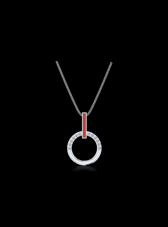 Diamond & Enamel Matching Earring & Neckwear Set-0.20 Ct TW Gold 14K White / Lab Grown Diamond / Excellent-FG-VS-White