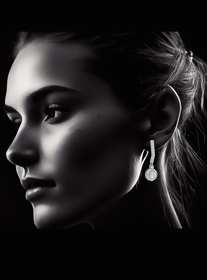 Round Diamond Dangle Earrings-1.40 Ct TW-White