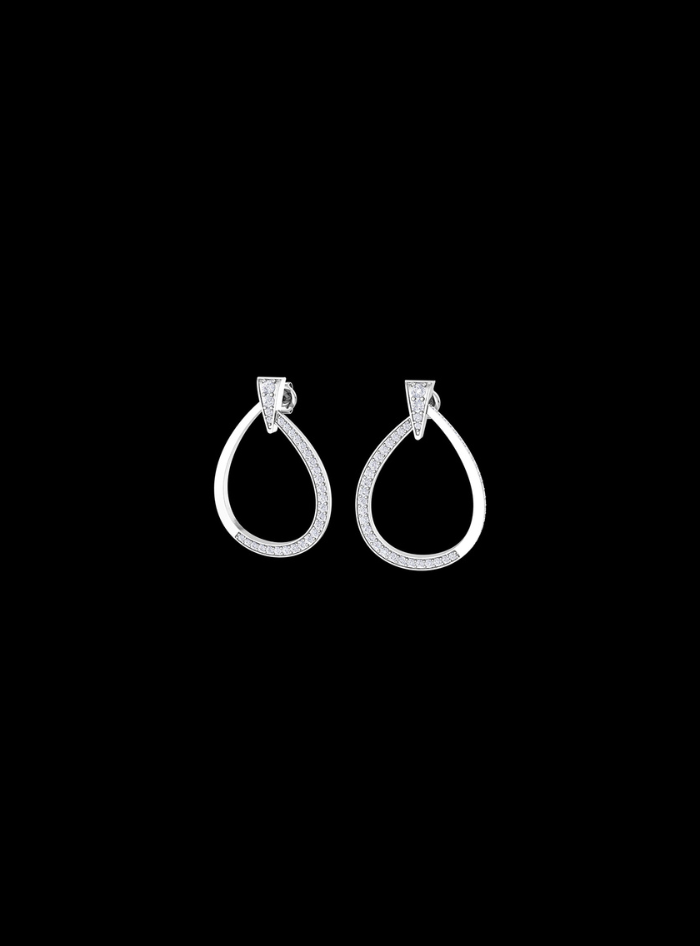Diamond Fashion Loop Earring-1.00 Ct TW Gold 14K White / Lab Grown Diamond / Excellent-FG-VS | Anvaya Canada