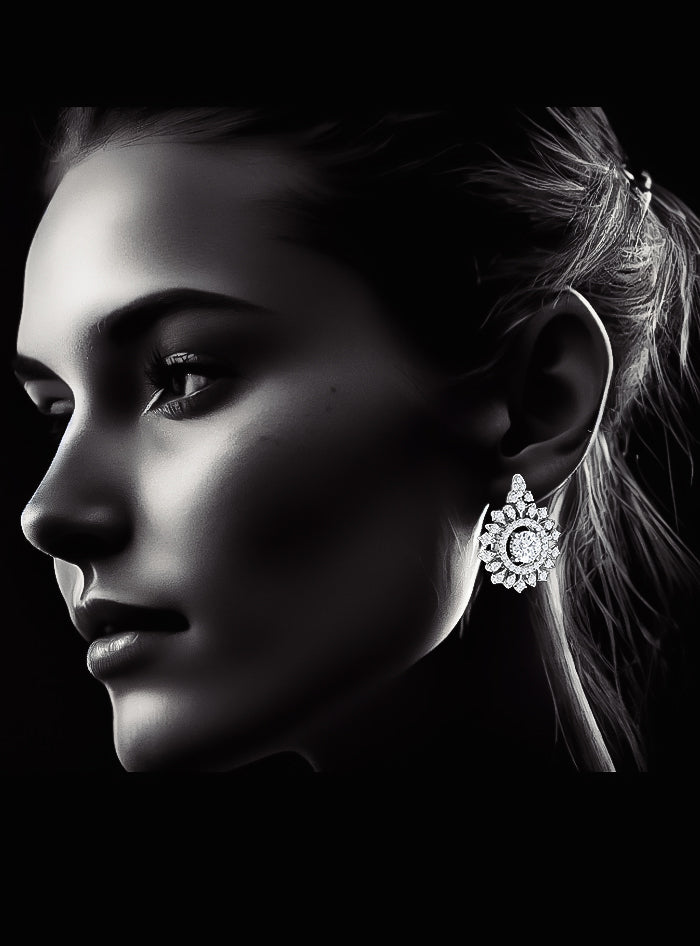 Diamond Sparkle Fashion Earrings-2.00 Ct TW Gold 14K White / Lab Grown Diamond / Excellent-FG-VS-White