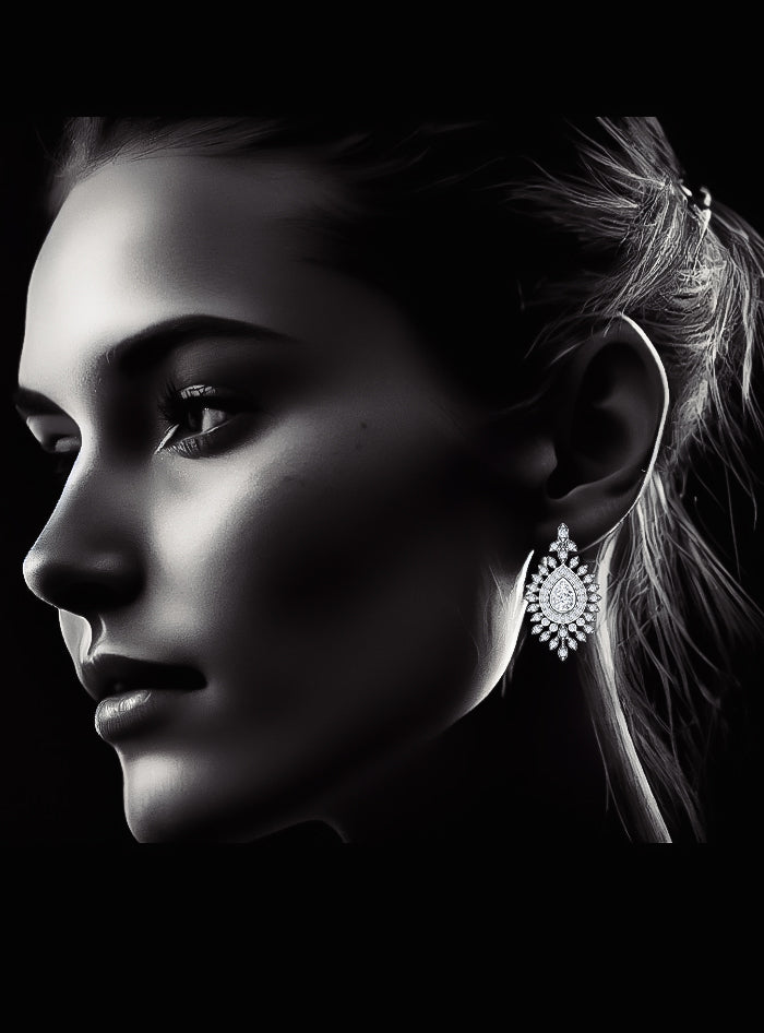 Diamond Chandelier Fashion Earrings-1.90 Ct TW Gold 14K White / Lab Grown Diamond / Excellent-FG-VS-White