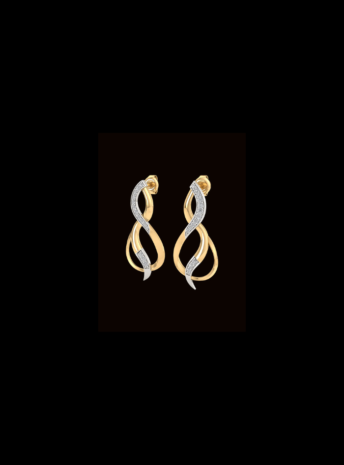 Round Diamond Dangle Earring-0.20 Ct TW Gold 14K Yellow / Lab Grown Diamond / Excellent-FG-VS-Yellow