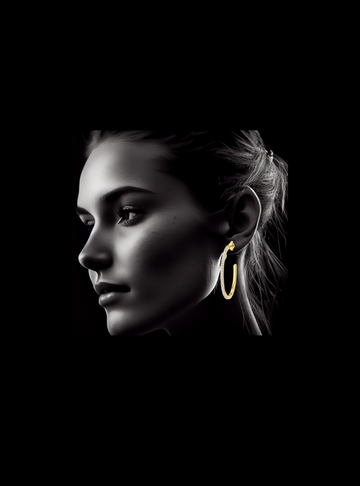 Single Row Crescent Hoop Earring-1.55 Ct TW Gold 14K Yellow / Lab Grown Diamond / Excellent-FG-VS-Yellow