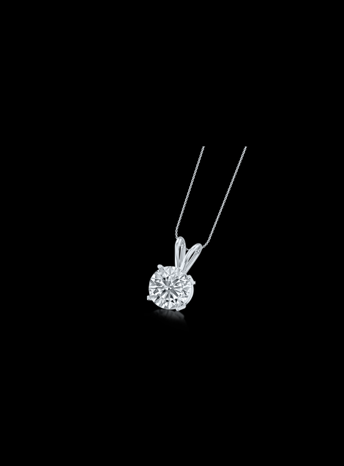 Diamond Solitaire Pendant-4 Prong Basket-0.75 Ct TW-Yellow-White