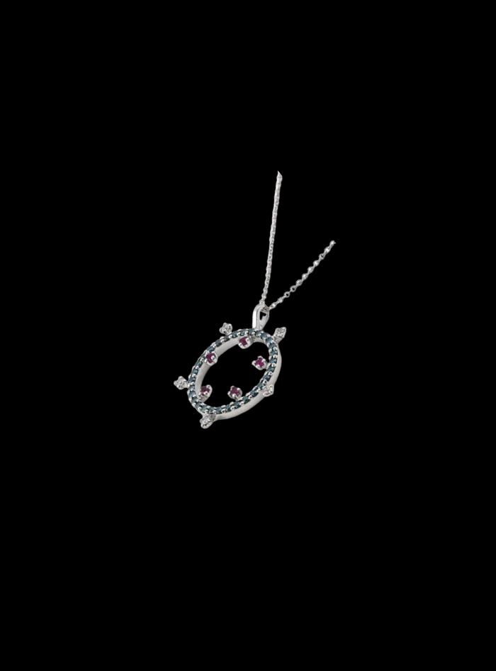 Celestial Charm Diamond Ruby Pendant-0.40 Ct TW-White