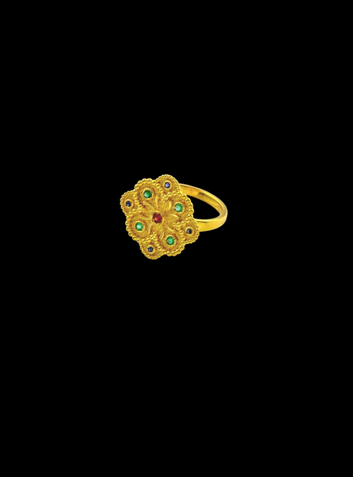 Empyrean Mosaic Byzantine Ring-0.19 Ct TW-Yellow