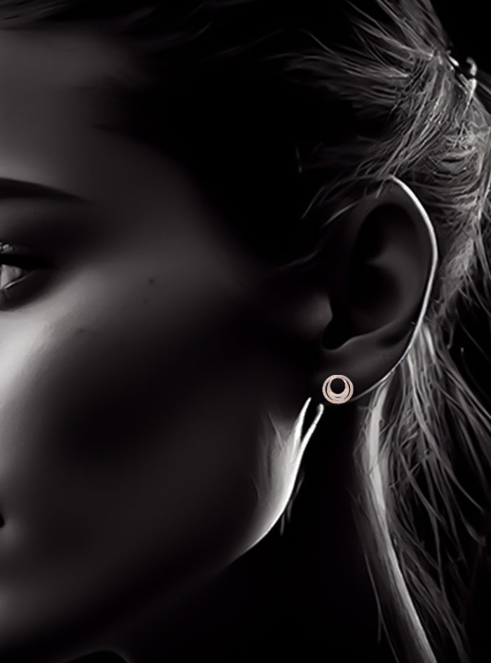 Floating Crescent Earring-0.65 Ct TW-Rose