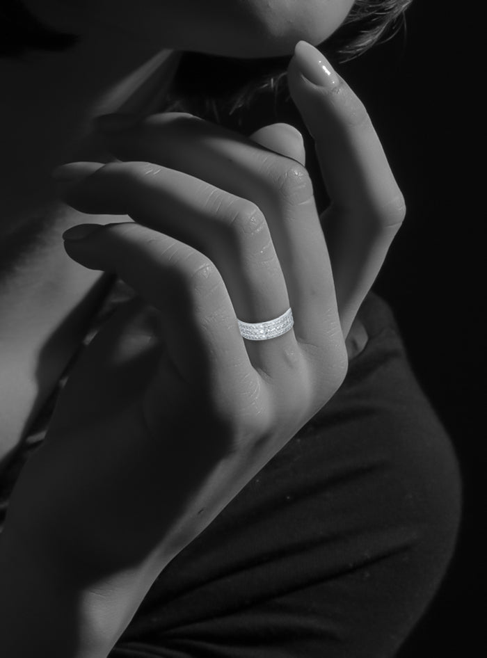 Three Row Wedding Band-0.60 Ct TW-White