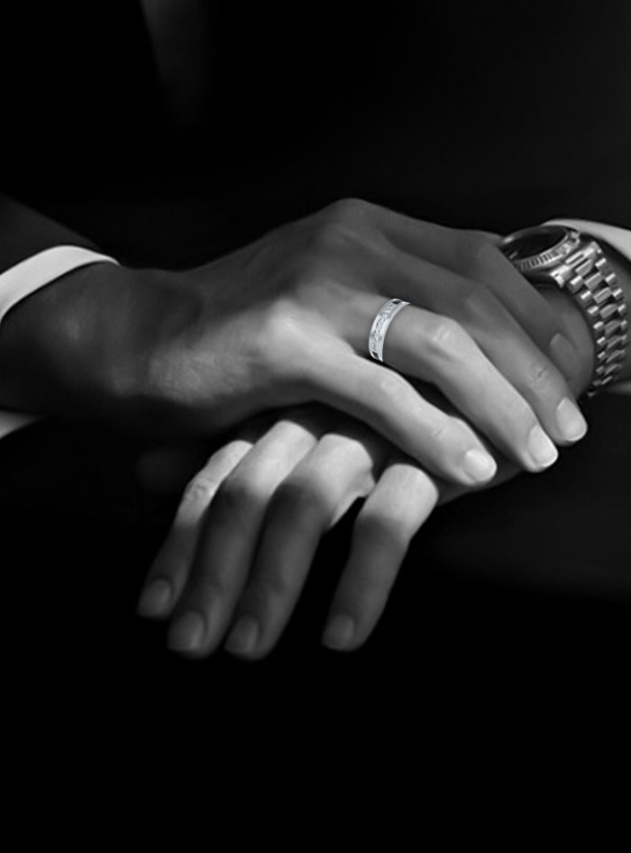 Mens Ring-Diamond & Enamel-0.68 Ct TW-White