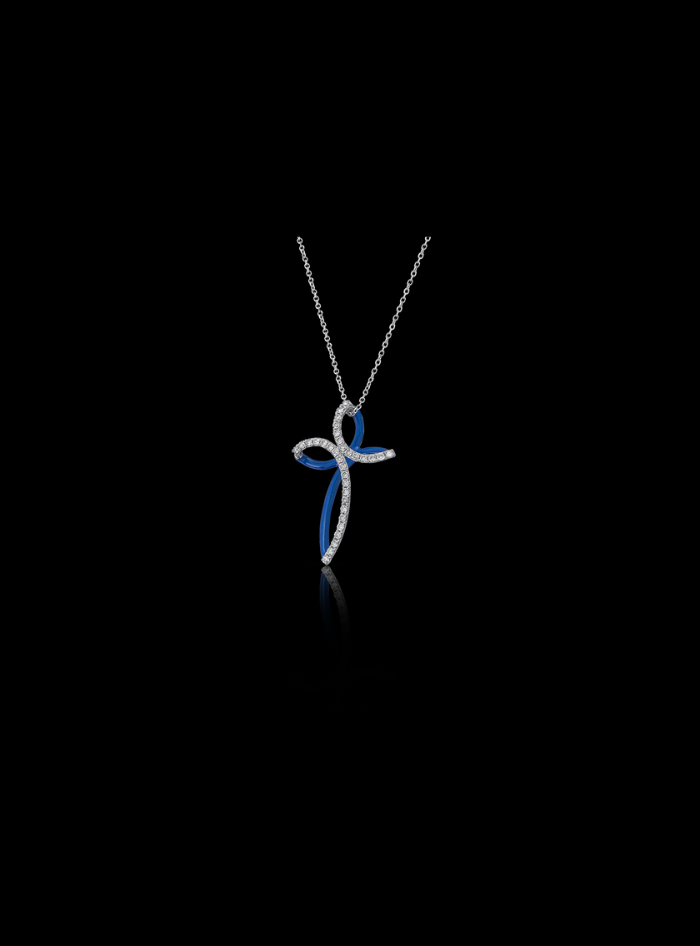 Azure Elegance Modern Cross Pendant-0.25 Ct TW-White