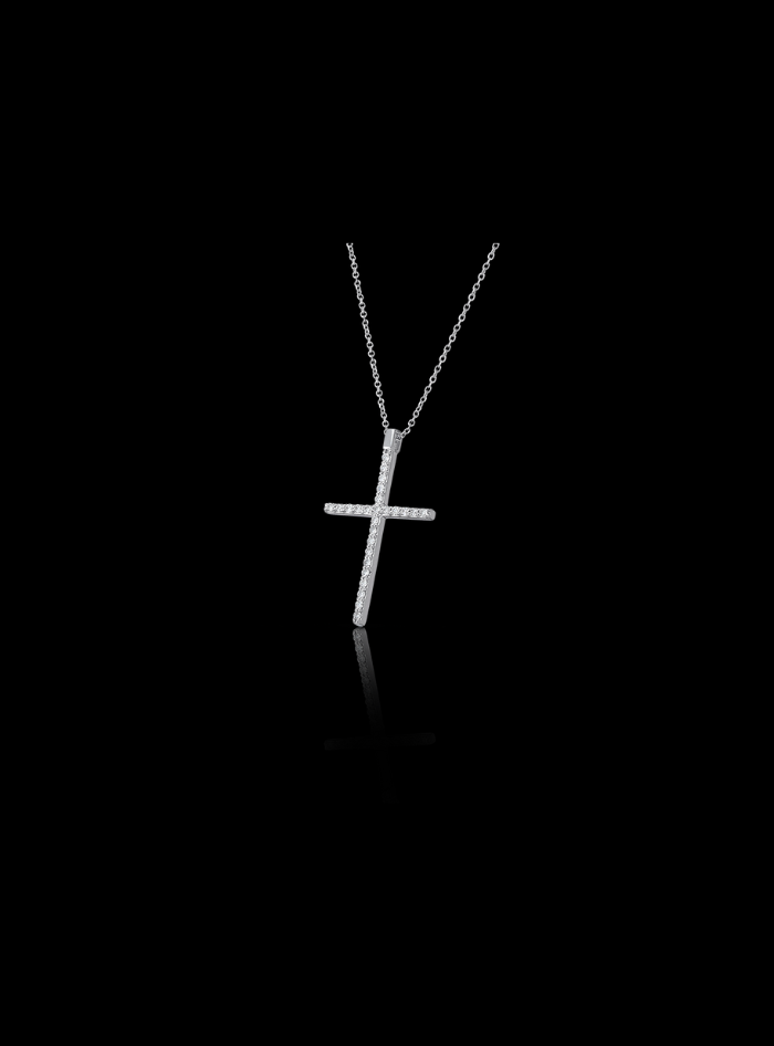 Modern Cross Pendant-0.20 Ct TW-White