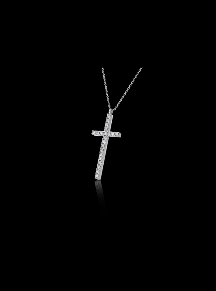 Modern Cross Pendant-0.50 Ct TW-White | Anvaya Canada
