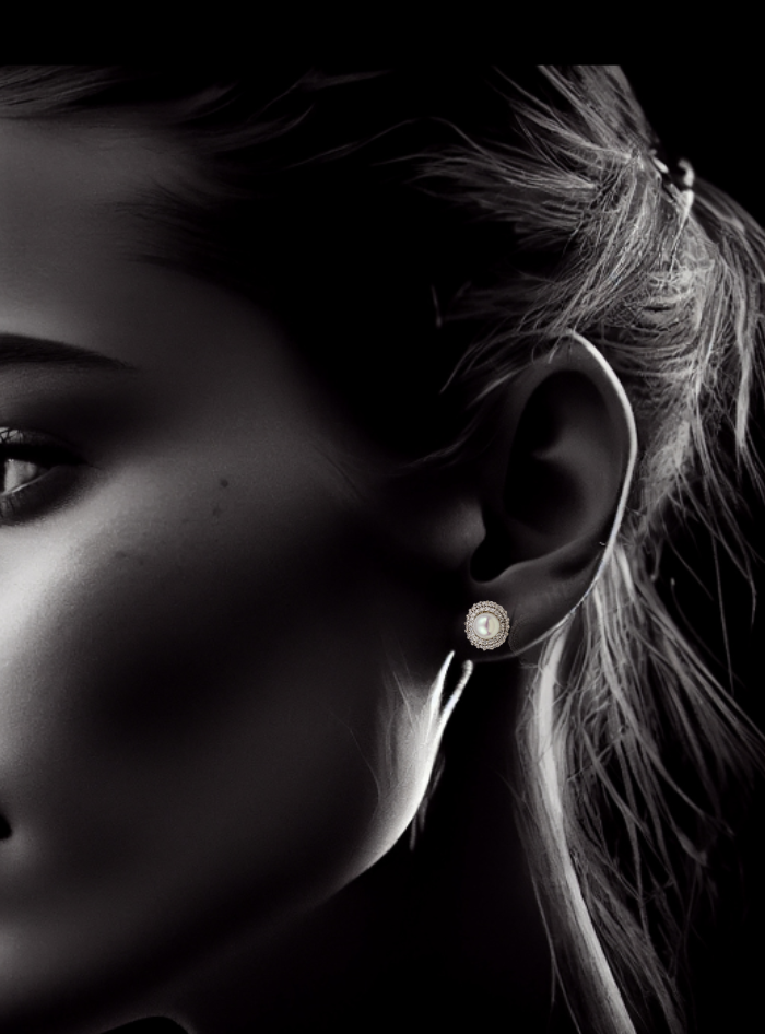 Diamond & Pearl Stud Earring-0.46 Ct TW-TwoTone-WY