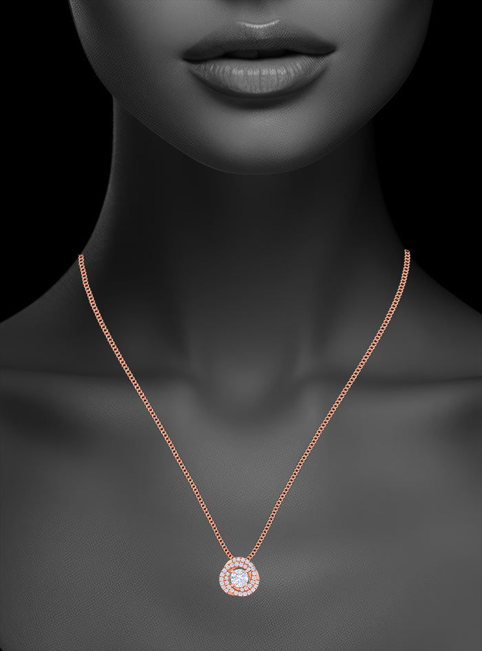 Diamond Fashion Concentric Pendant - Anvaya Canada-Rose