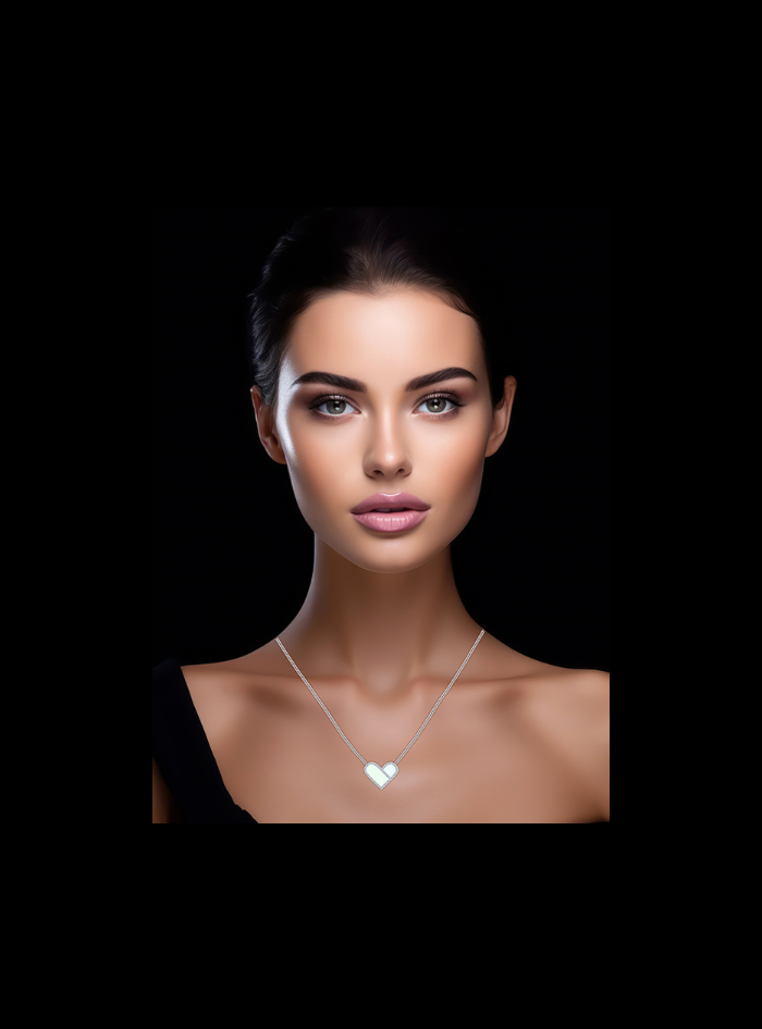 Diamond & Enamel Heart Pendant-0.60 Ct TW-White