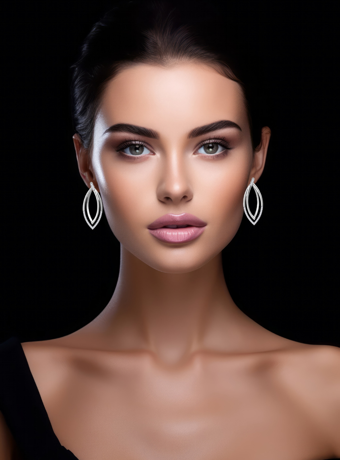 Double Marquise Fashion Earring-0.55 Ct TW Gold 14K TwoTone-WY / Lab Grown Diamond / Excellent-FG-VS-TwoTone-WY