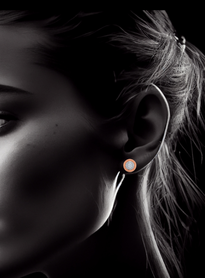 Diamond Cluster Circle Earrings-0.70 Ct TW - Anvaya Canada-Rose