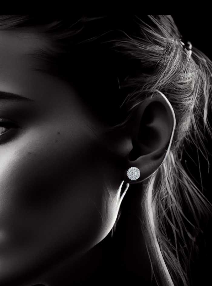 Diamond Cluster Stud Earrings-1.80 Ct TW - Anvaya Canada-White