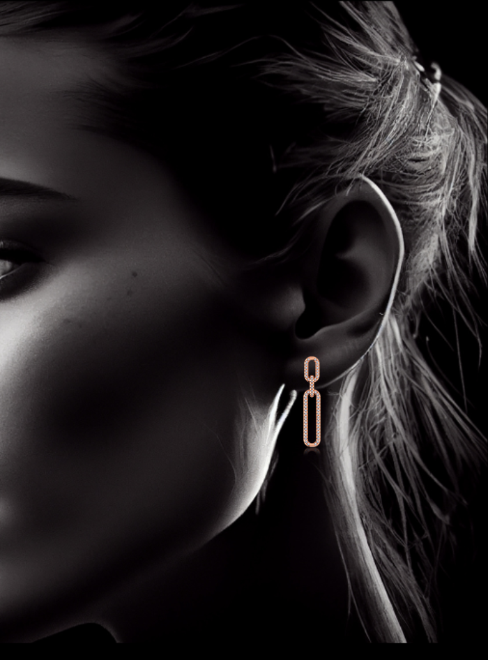 Diamond Dangle Cable Earrings-0.50 Ct TW - Anvaya Canada-Rose