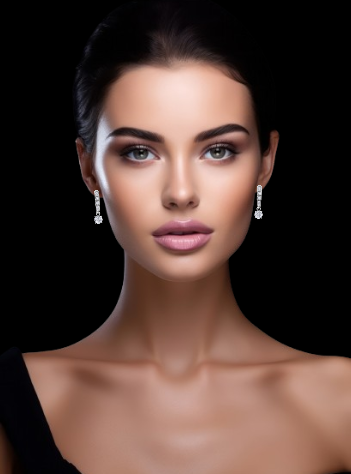 Round Diamond Dangle Earrings-1.25 Ct TW Gold 14K White / Lab Grown Diamond / Excellent-FG-VS-White