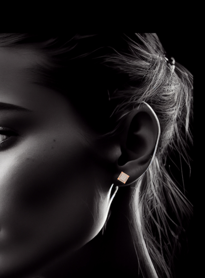 Diamond Square Cluster Fashion Earrings-0.95 Ct TW Gold 14K Yellow / Lab Grown Diamond / Excellent-FG-VS-Gold 14K White / Lab Grown Diamond / Excellent-FG-VS-Gold 14K Rose / Lab Grown Diamond / Excellent-FG-VS-Rose