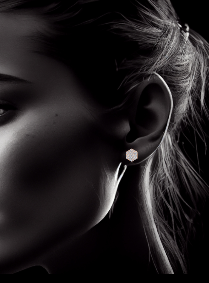 Diamond Hexagon Stud Earrings-0.45 Ct TW - Anvaya Canada-Rose