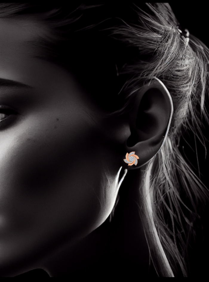 Floral Diamond Stud Earrings-0.50 Ct TW - Anvaya Canada-Rose