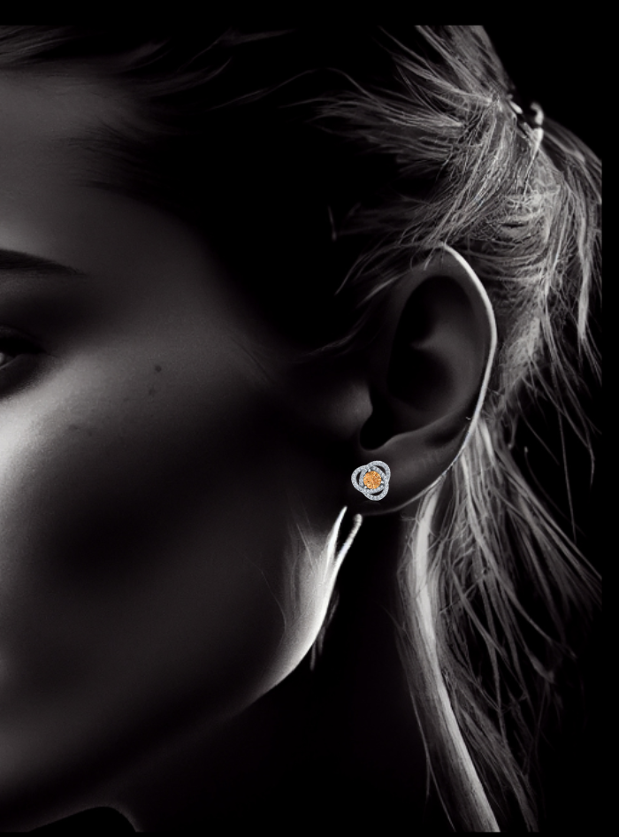 Diamond & Color Stone Fashion Earrings-3.10 Ct TW Gold 14K White / Lab Grown Diamond / Excellent-FG-VS