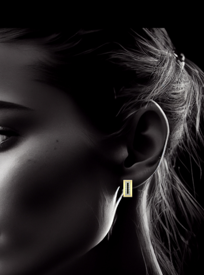 Diamond & Black Spinnel Rectangle Fashion Earrings-0.55 Ct TW Gold 14K Yellow / Lab Grown Diamond / Excellent-FG-VS-Yellow