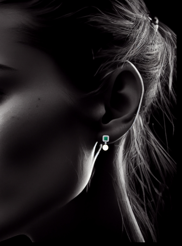 Diamond-Color Stone-Pearl Dangle Earrings-3.45 Ct TW Gold 14K White / Lab Grown Diamond / Excellent-FG-VS-White